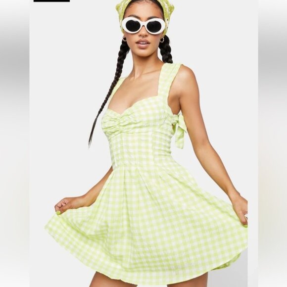 NWT For Love & Lemons August Vichy Midi Dress - Picture 1 of 4